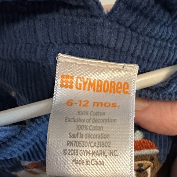 Gymboree Blue Corduroy Kids Overalls with fleece cuffs 6-9mo GUC - Picture 4 of 4
